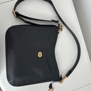 Coach Black Pebbled Leather Shoulder Bag with Gold Hardware